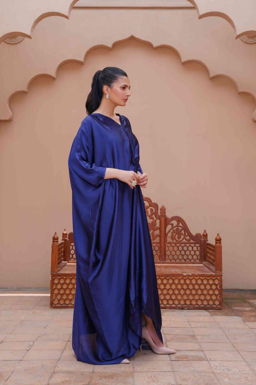 Silk Kaftan Gown Blue