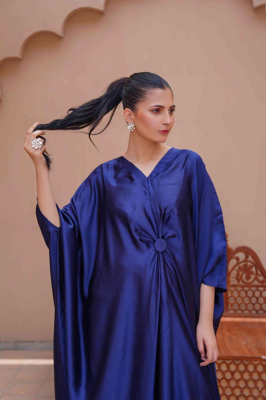 Silk Kaftan Gown Blue