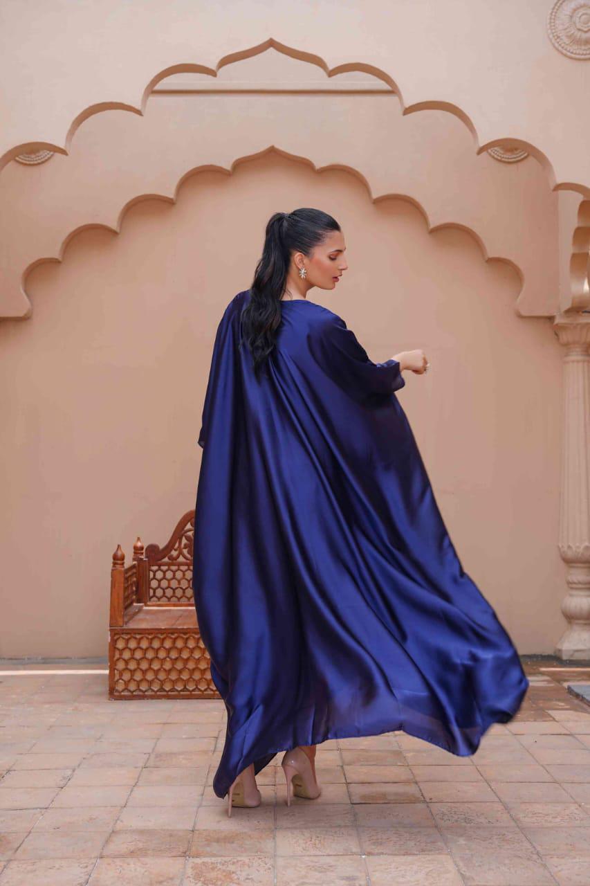 Silk Kaftan Gown Blue