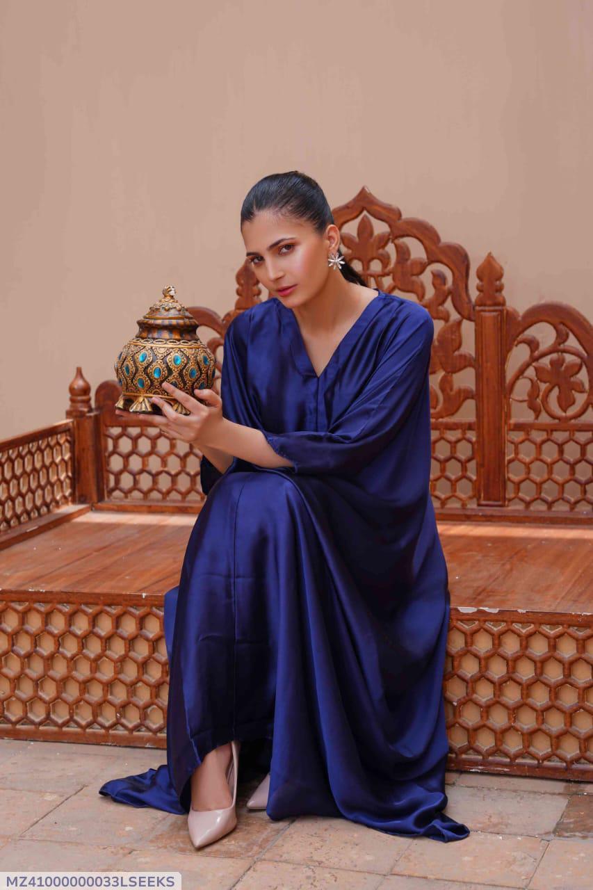 Silk Kaftan Gown Blue