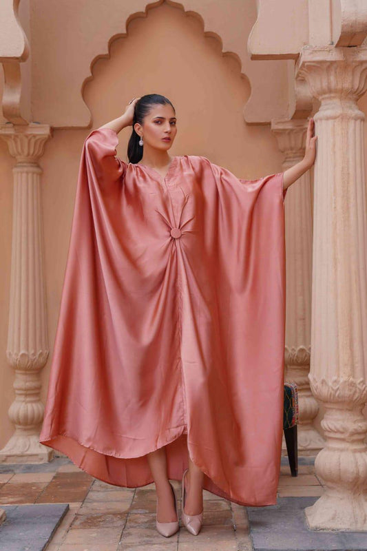 Silk Kaftan Gown Pink