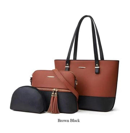 Leather Plain Shoulder Bag Brown Color