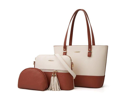 Leather Plain Shoulder Bag Cream Color