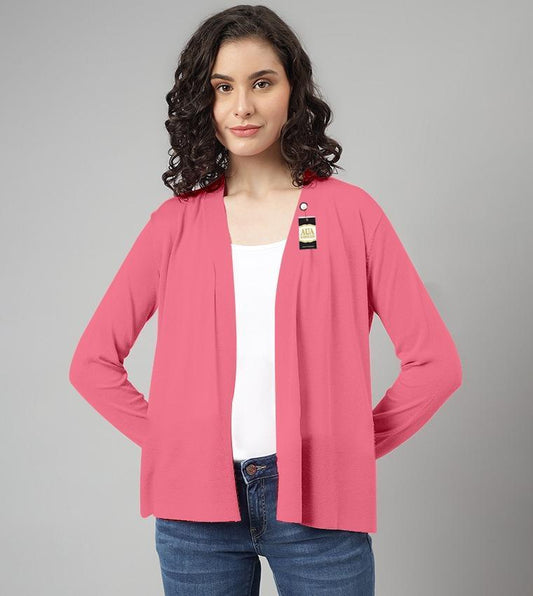 Stylish Women's Wool Blazer - 1 Pc, Round Neck, Plain Design