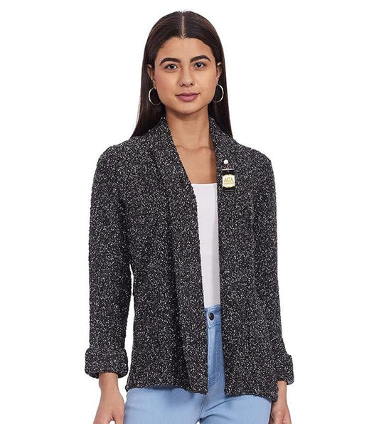 Stylish Women's Stitched Grey Wool Blazer - 1 Pc, Plain Pattern