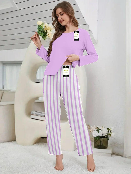 Lounge Wear New, Women's Stitched Plain Night Suit